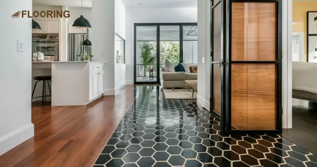 Black and White Hex Tiles to Rich Laminate