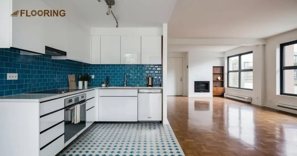 Blue Backsplash Beauty - Tile to Parquet