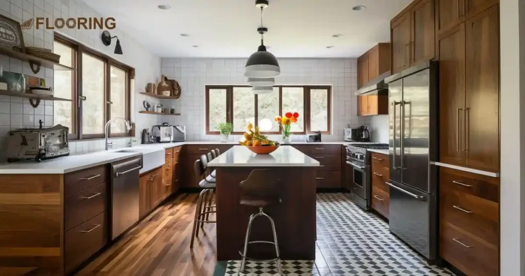 Wood and Tile Kitchen Transition